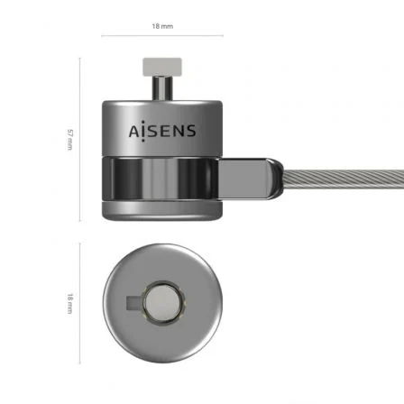 Aisens Cable de Seguridad con Cerradura de Llave 1.5m ASLK-D40K02-SL en Plata